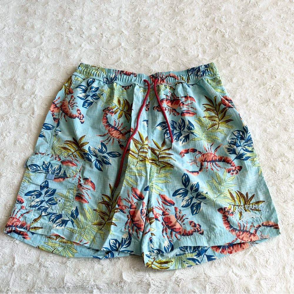 Tommy Bahama Swim Trunks Shorts Mens Large Blue Drawstring Lobster Relax Lined